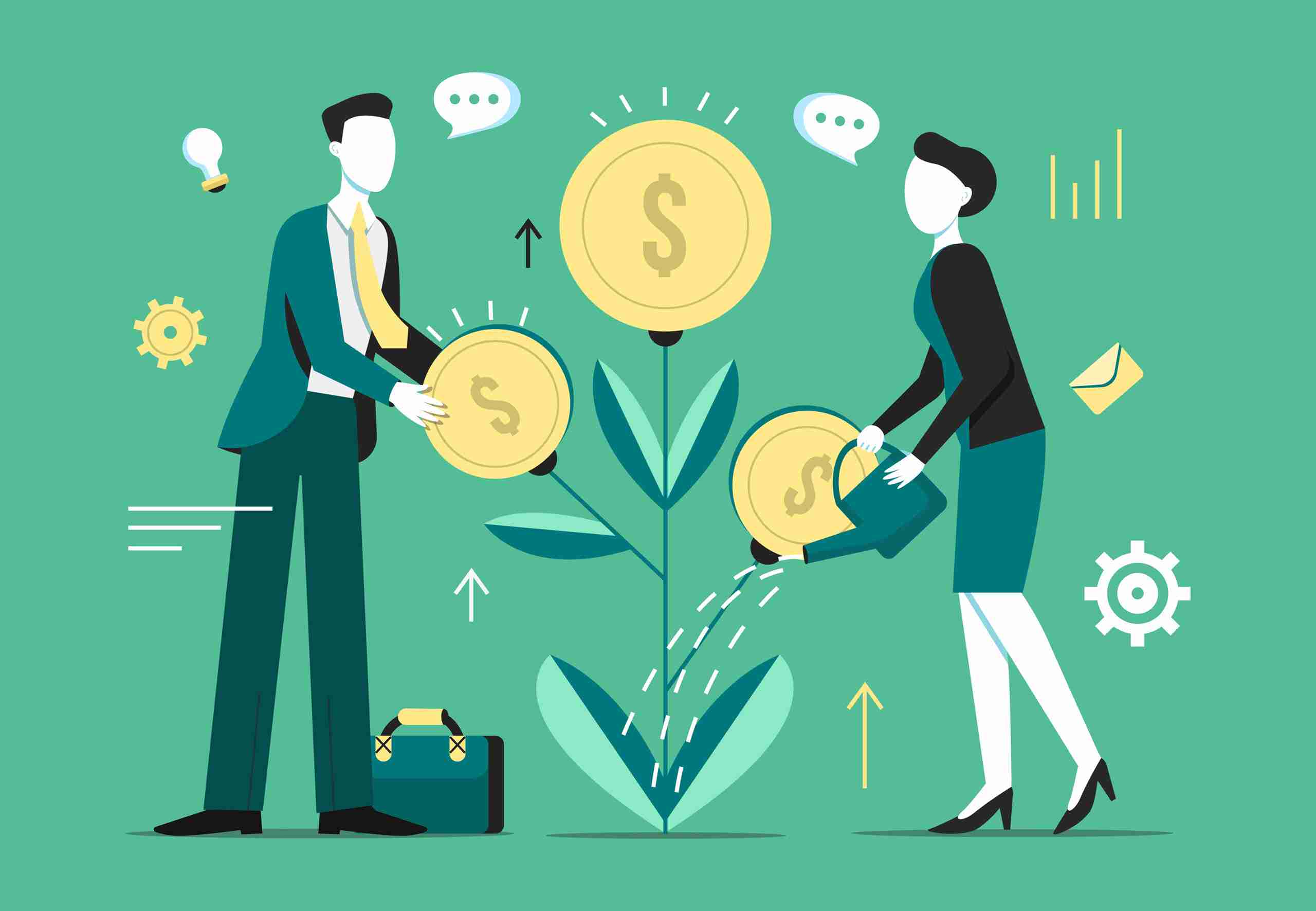 Investment tree growth vector illustration