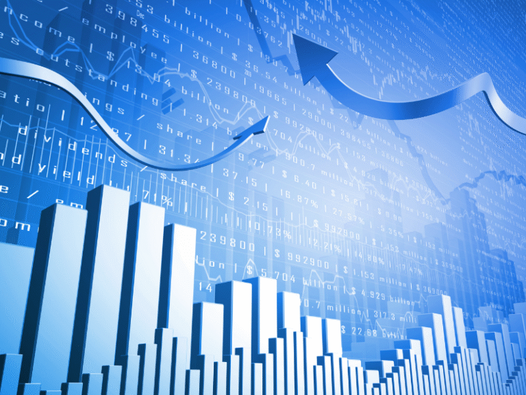 Stock market growth chart showing September gains and upward trends