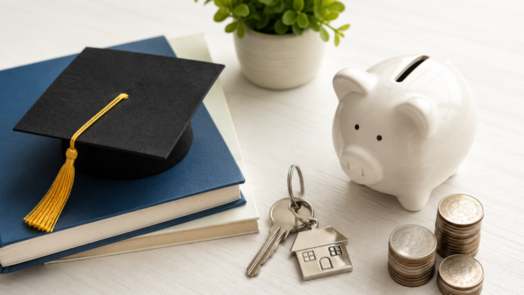 Graduation cap and house key symbolizing Roth IRA withdrawal flexibility